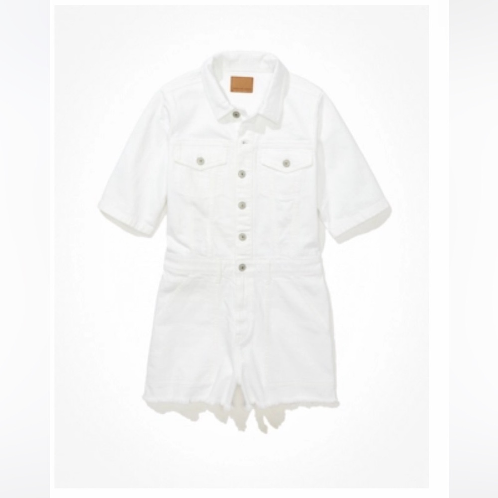 American Eagle White Denim Romper